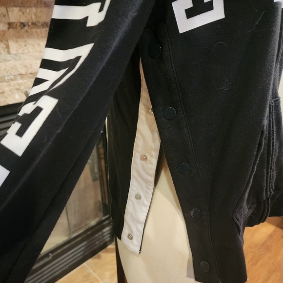 PINK Hoodie with Lettering, Attached Hood, Side Snaps Long Sleeves Size XS - Picture 9 of 11